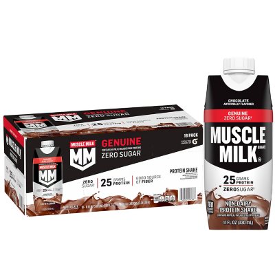 Muscle Milk 25g Genuine Protein Shake Zero Sugar, Chocolate (11 fl. oz., 18  pk.) - Sam's Club