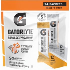 Gatorlyte Rapid Rehydration Electrolyte Beverage Powder Variety Pack, 24 pk.