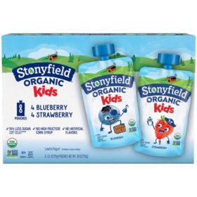 Stonyfield Organic Kids Whole Milk Yogurt Variety Pack 3.5 oz. pouch, 8 ct.
