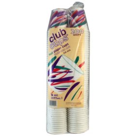 Club Cups Hot Disposable Paper Cups, 6 fl. oz., 200 ct.