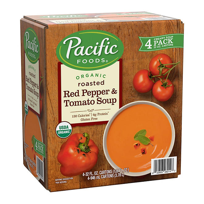 Pacific Organic Roasted Red Pepper and Tomato Soup 4 pk.