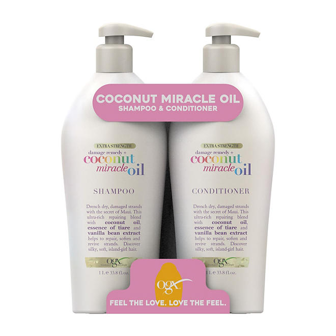 OGX Extra Strength Damage Repair + Coconut Miracle Oil Shampoo & Conditioner with Salon Pump (33.8 fl., oz. 2 pk.)