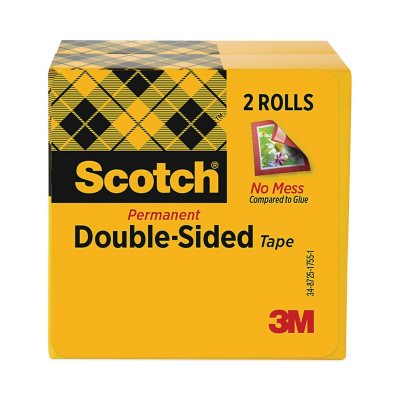 Scotch 6652P1236 665 Double-Sided Tape, 1/2-Inch x 1296-Inch, 3-Inch Core, Transparent, 2/Pack