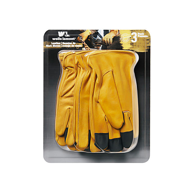 Wells Lamont Grain Leather Glove - 3 pk. - XL