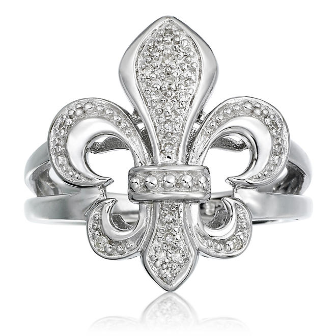 0.10 CT. T.W. Diamond Fleur De Lis Ring in Sterling Silver (H-I, I1)