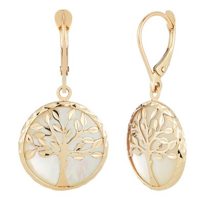 White gold tree of life deals earrings