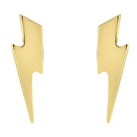 Lightning Bolt Stud Earrings with Large Backs in 14K Yellow Gold 		