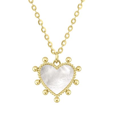 Beaded Mother Of Pearl Heart 14K Yellow Gold - Sam\'s Club