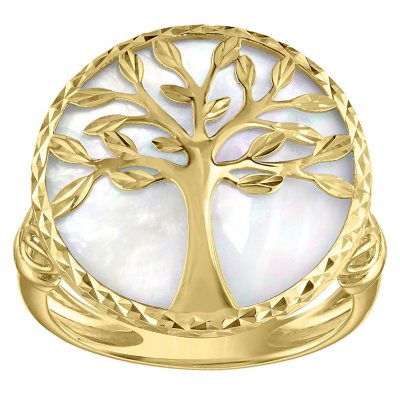 CLR10309Y4-MOP Tree of Life Mop Ring 14K Yellow Gold, 9