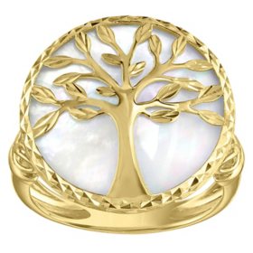 Tree Of Life Mother Of Pearl Ring 14K Yellow Gold