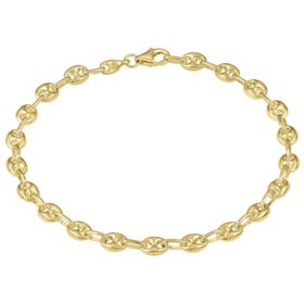 High Polish Puffed Mariner Bracelet in 14K Yellow Gold, 7.50"