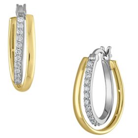 0.25 CT. T.W. Diamond Oval Hoop Earrings in 14K Two-Tone Gold