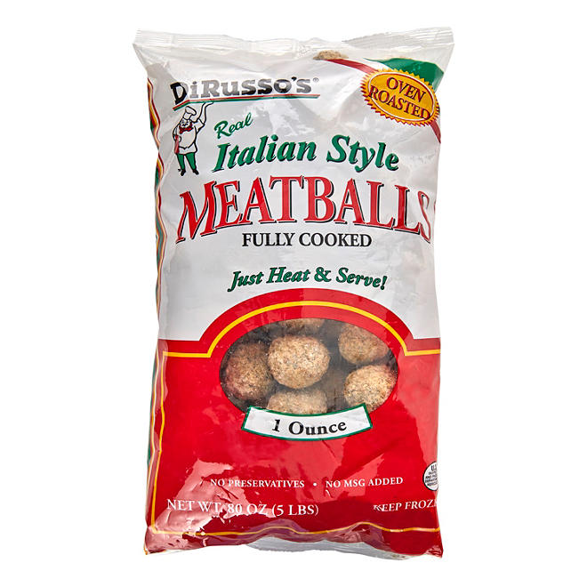 DiRusso's Italian Style Fully Cooked Meatballs, Frozen (5 lbs.)