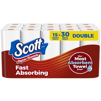 Scott Choose-A-Sheet Double Roll 1-Ply Paper Towels 15 rolls, 100 ...