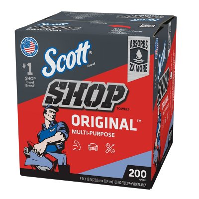 Scott Shop Towels Original, Pop-Up Dispenser Box 200 Sheets