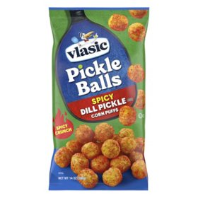 Vlasic Pickleball Balls Spicy Dill Pickle Corn Puffs, 14 oz.