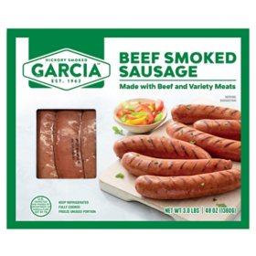Garcia Beef Smoked Sausage, 3 lbs.
