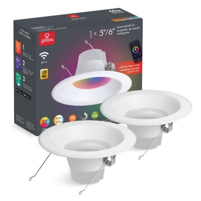 Globe Electric Smart Wi Fi 5 6 Led Retrofit Recessed Light No Hub Required 2pk Sam S Club