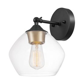 Globe Electric Harrow 1-Light Wall Sconce in Matte Black with Vintage Light Bulb