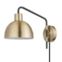 Globe Electric Dimitri Plug-in/Hardwire Wall Sconce in Antique Brass with Bulb