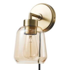 Globe Electric Salma Plug-in/Hardwire Wall Sconce in Matte Black with Bulb