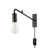 Globe Electric Holden 1-Light Plug-In Wall Sconce in Matte Black with Bulb