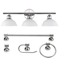 Globe Electric Johnson 5-Piece Bathroom Set in Chrome with Vanity and Bulbs