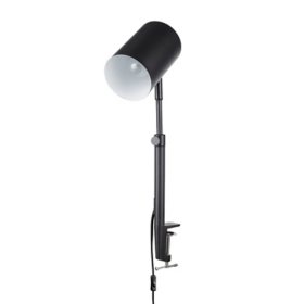 Globe Electric Pratt Adjustable Height Clamp-Arm Desk Lamp in Black with Bulb