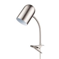 Globe Electric Carter Clip-Arm Desk Lamp in Brushed Nickel with LED Bulb