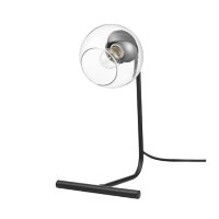 Globe Electric Livia Desk Lamp in Matte Black with Glass Shade and Vintage Bulb