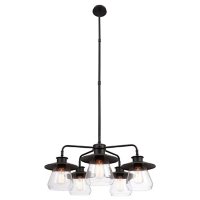Globe Electric Nate 5-Light Chandelier in Oil-Rubbed Bronze with Vintage Bulbs