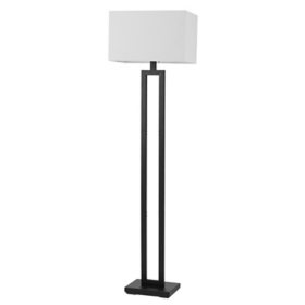 Globe Electric D'Alessio Floor Lamp in Matte Black with Linen Shade and LED Bulb