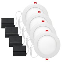 Globe Electric 6" Ultra Slim 12W LED Integrated Recessed Lighting Kit, 4-Pack