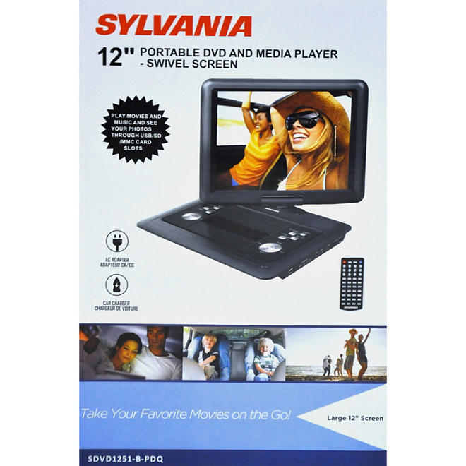 Sylvania 12-Inch Swivel Screen Portable DVD Player with USB
