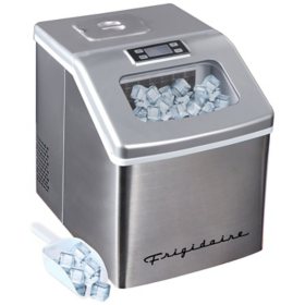 Frigidaire Ice Maker, Countertop Stainless Steel Ice Maker with Transparent Window, Clear Ice Cube Maker with 40 lbs. Capacity, Ice Maker Machine 