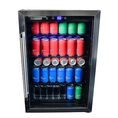 60 Can Beverage Refrigerator Cooler - Mini Fridge with Reversible Clear  Front Glass Door for Beer Soda or Wine Drink Machine for Home, Office or  Bar