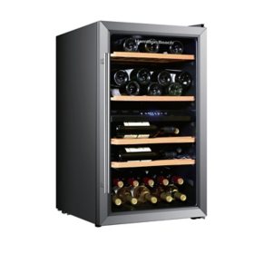 Hamilton Beach 43-Bottle Stainless Steel Wine Fridge With Dual Temperature Zones