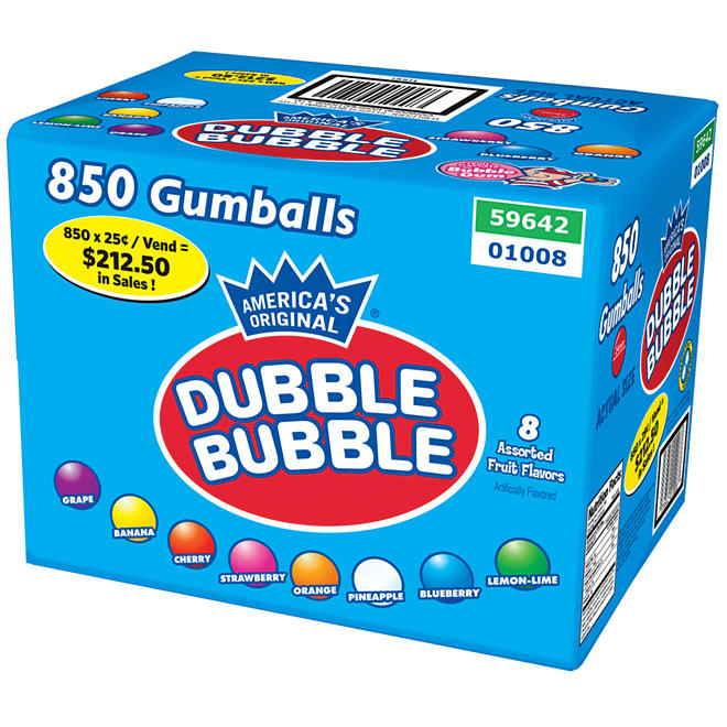 Dubble Bubble Gumballs Assorted Fruit, 850 pcs. 