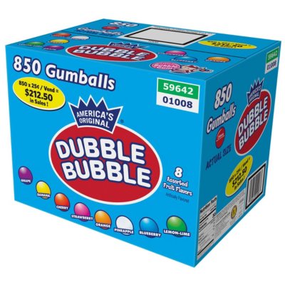 Dubble Bubble Gumballs Assorted Fruit Flavors (24mm, 850 Ct.) - Sam's Club