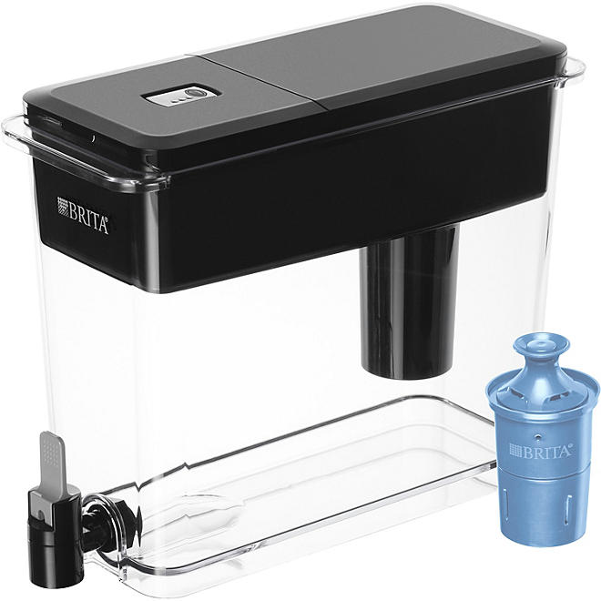 Brita Extra-Large 18-Cup Filtered Water Dispenser with 1 Longlast+ Filter, Jet Black