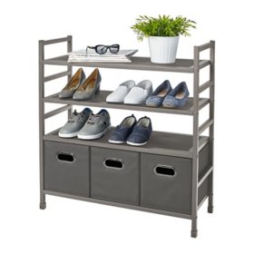 neatfreak 4-Tier Stackable Metal Storage Rack with Fabric Bins