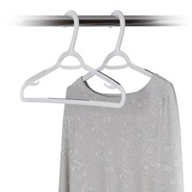 Mainstays Slim Clothes Hangers, 10 Pack, White, Durable Plastic