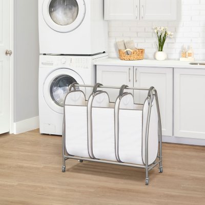 Large Laundry Hamper 3 Section with Lid Laundry Basket with Wheels 3  Compartment Laundry Sorter Collapsible Dirty Clothes Hamper Laundry Room