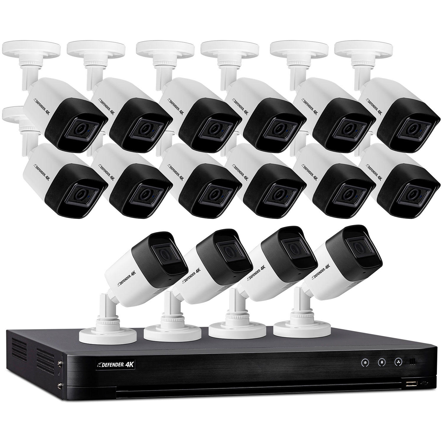 Defender (4K4T16B16) Ultra HD 4K (8MP) 4TB Wired Security System with 16 Night Vision Cameras