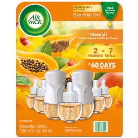 Air Wick Scented Oil Air Freshener Kit, Hawaii (2 Warmers + 7 Refills)