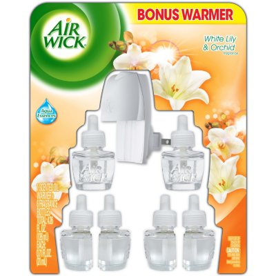Air Wick Scented Oils White Lily & Orchid 1 Warmer & 6 Refills