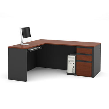 OfficePro 99000 L-Shaped Workstation with Commercial Grade Work Surface – Bordeaux & Graphite