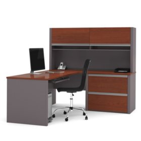 Bestar Connexion Officepro 93000 2 Drawer L Shaped Desk With Hutch