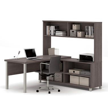 Bestar Pro-Linea OfficePro 120000 L-Shaped Desk with Hutch