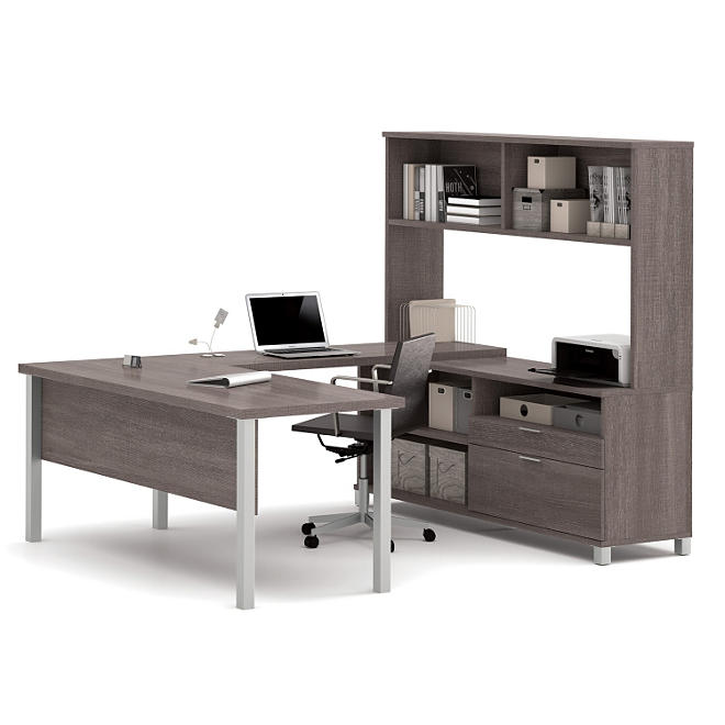 Bestar Pro-Linea OfficePro 120000 U-Shaped Desk with Hutch, Select Color